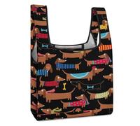 Dyscalibro Bolsa de compras plegable, bolsa de compras reutilizable con ciervos de caza, bolsa lavable para uso diario, bolsas de viaje, I Love My Dog Dachshunds, Talla única