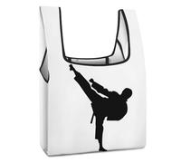 Dyscalibro Bolsa de compras plegable, bolsa de compras reutilizable con la bandera de Trinidad y Tobago, bolsa lavable para uso diario, bolsas de viaje, Artes marciales de taekwondo, Talla única