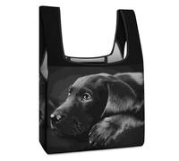 Dyscalibro Bolsa de compras plegable, bolsa de compras reutilizable con la bandera de Trinidad y Tobago, bolsa lavable para uso diario, bolsas de viaje, Arte de cachorro labrador negro, Talla única
