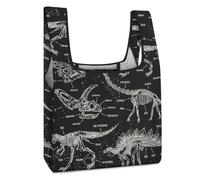 Dyscalibro Bolsa de compras plegable, bolsa de compras reutilizable con la bandera de Trinidad y Tobago, bolsa lavable para uso diario, bolsas de viaje, Dinosaurio blanco y negro, Talla única