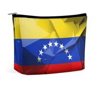 Dyscalibro Bolsa de cosméticos, bolsa de maquillaje de lava volcánica, bolsa de aseo portátil con cremallera para uso diario, viajes, Bandera de Venezuela, One Size