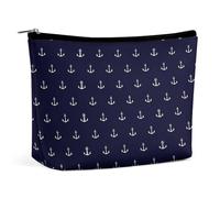 Dyscalibro Bolsa de cosméticos, bolsa de maquillaje divertida para perro, bolsa de aseo portátil con cremallera para uso diario, viajes, Anclajes simples con temática náutica, One Size