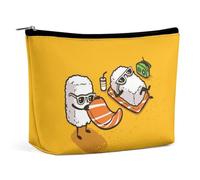 Dyscalibro Bolsa de cosméticos, bolsa de maquillaje Smile Shiba Inu, bolsa de aseo portátil con cremallera para uso diario, viajes, Sushi divertido, One Size