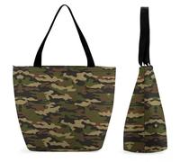 Dyscalibro Bolsa de mano con cremallera, 111 bonita bolsa de playa de perezoso, bolsa de hombro grande para uso diario, viajes, camuflaje militar, 28.5 x 18 x 32.5 cm