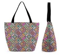 Dyscalibro Bolsa de mano con cremallera, 111 bonita bolsa de playa de perezoso, bolsa de hombro grande para uso diario, viajes, Flor colorida., 28.5 x 18 x 32.5 cm