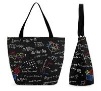 Dyscalibro Bolsa de mano con cremallera, bolsa de playa con labios rojos, bolsa de hombro grande para uso diario, viajes, Matemáticas Lineales Educación Matemática, 28.5 x 18 x 32.5 cm