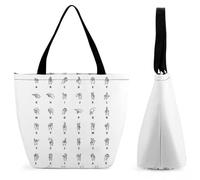 Dyscalibro Bolsa de mano con cremallera, bolsa de playa estilo sushi, bolsa de hombro grande para uso diario, viajes, Alfabeto de lenguaje de señ, 28.5 x 18 x 32.5 cm