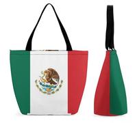 Dyscalibro Bolsa de mano con cremallera, bonita bolsa de playa de ardilla, bolsa de hombro grande para uso diario, viajes, Bandera de México, 28.5 x 18 x 32.5 cm