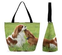 Dyscalibro Bolsa de mano con cremallera, color amarillo, vegetal, calabaza, zanahoria, pimienta verde, bolsa de playa de cocina, bolsa de hombro grande para uso diario, viajes, Cavalier King Charles