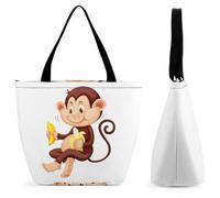 Dyscalibro Bolsa de mano con cremallera, color amarillo, vegetal, calabaza, zanahoria, pimienta verde, bolsa de playa de cocina, bolsa de hombro grande para uso diario, viajes, Monkey Banana, 28.5 x