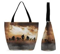 Dyscalibro Bolsa de mano con cremallera, color amarillo, vegetal, calabaza, zanahoria, pimienta verde, bolsa de playa de cocina, bolsa de hombro grande para uso diario, viajes, Zombies Dead Men