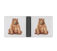 Dyscalibro Bolsillo para monedas, cartera de piel con patatas frescas, cartera plegable de cuero para tarjetas de crédito, marrón (oso), One Size