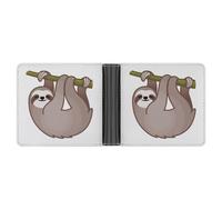 Dyscalibro Bolsillo para monedas, cartera de piel con patatas frescas, cartera plegable de cuero para tarjetas de crédito, 111Cute Sloth, One Size