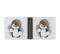 Dyscalibro Bolsillo para monedas, cartera de piel con patatas frescas, cartera plegable de cuero para tarjetas de crédito, Lindo pingüino., One Size