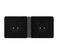 Dyscalibro Bolsillo para monedas, cartera de piel con patatas frescas, cartera plegable de cuero para tarjetas de crédito, gato negro, One Size