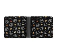 Dyscalibro Bolsillo para monedas, cartera de piel con patatas frescas, cartera plegable de cuero para tarjetas de crédito, huellas de perro, One Size