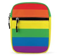 Dyscalibro Bolso bandolera Boston Terrier, multiuso, pequeño, para trabajo, negocios, viajes, Rainbow Peace Love, Talla única