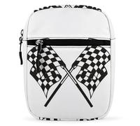 Dyscalibro Bolso bandolera de color rojo y negro, con diseño de rosas rojas y negras, bolso pequeño multiusos para el trabajo, negocios, viajes, Banderas a cuadros, Talla única