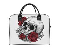 Dyscalibro Bolso de viaje, bolso de mano de fuego, bolso de hombro casual, bolso de mensajero cruzado, Calavera con rosas, Talla única