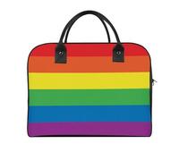 Dyscalibro Bolso de viaje con líneas horizontales de rayas de color arcoíris, bolsa de hombro casual, bolsa de mensajero cruzada, Rainbow Peace Love, Talla única