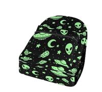 Dyscalibro Mochila casual de tela Oxford duradera, bonita mochila de perro corgi galés, bolsa universitaria para niños, niñas, viajes, deportes, Green Alien Moon Ufo, One Size