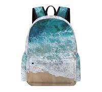 Dyscalibro Mochila con diseño floral de calavera de azúcar del Día de los Muertos, mochila casual para exteriores, deportes, viajes, Hermosas olas del océano, 42 x 30 x 15 cm