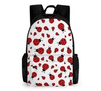 Dyscalibro Mochila de día, mochila de dinosaurio negro, mochila con bolsillos para senderismo, camping, viajes, Patrón de mariquitas infinito moteado, 42x30.5cm