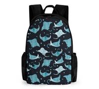 Dyscalibro Mochila de día, mochila de labios rojos, mochila con bolsillos para senderismo, camping, viajes, Manta Ray and Fish, 42x30.5cm