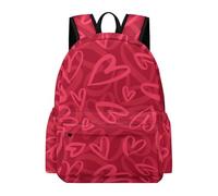 Dyscalibro Mochila, mochila a cuadros blancos y negros, mochila casual para exteriores, deportes, viajes, Cubierto con corazones rojos, 42 x 30 x 15 cm