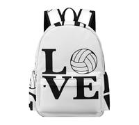 Dyscalibro Mochila, mochila de calavera, mochila casual para exteriores, deportes, viajes, I Love Volleyball, 42 x 30 x 15 cm