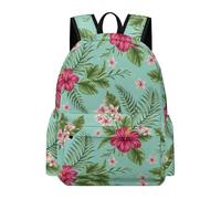 Dyscalibro Mochila, mochila hawaiana con hojas tropicales y flores, mochila informal para exteriores, deportes, viajes, Hojas tropicales hawaianas, 42 x 30 x 15 cm