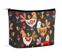 Dyscalibro Neceser portátil con cremallera para uso diario, viaje, Pollo colorido extraño, One Size