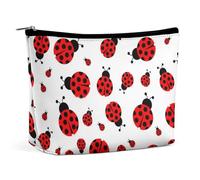 Dyscalibro Neceser portátil con cremallera para uso diario, viajes, con estampado de vaca negra, Patrón de mariquitas infinito moteado, One Size