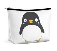 Dyscalibro Neceser portátil con cremallera para uso diario, viajes, piel de vacuno en blanco y negro, Lindo pingüino., One Size