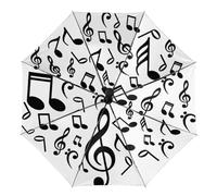 Dyscalibro Paraguas, aguacate Auto 3 pliegues, impreso en el interior, exterior negro, Notas musicales, One size