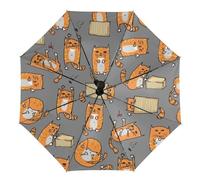 Dyscalibro Paraguas Golden Retriever Dog Auto de 3 pliegues, impreso en el interior, exterior negro, Gatos naranjas, One size