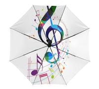 Dyscalibro Paraguas Vigorous Football Auto de 3 pliegues, impreso en el interior, exterior negro, Notas musicales coloridas, One size