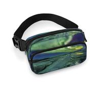 Dyscalibro Riñonera ajustable con diseño de gato verde, para correr, caminar, senderismo, Hermosas luces del norte, 20x13cm