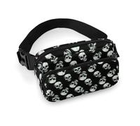 Dyscalibro Riñonera ajustable con diseño de loro en acuarela 3D, para correr, caminar, senderismo, calavera - negro, 20x13cm