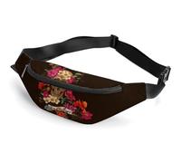 Dyscalibro Riñonera ajustable con lunares rojos, para correr, caminar, senderismo, Calavera de azúcar floral Día de los Muertos, 36*15cm