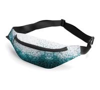Dyscalibro Riñonera ajustable con textura de piel de cocodrilo, riñonera ajustable para correr, caminar, senderismo, Azul con purpurina y verde azulado, 36*15cm