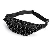 Dyscalibro Riñonera Shiba Inu para perro, riñonera ajustable para correr, caminar, senderismo, Calavera y huesos cruzados, 36*15cm