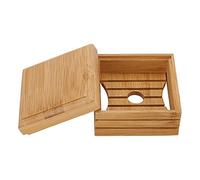 Dysetcs 2 jaboneras de madera de bambú sostenedor de jabón de bambú natural con tapa, caja de jabón de bambú de almacenamiento, bandeja de jabón, contenedor para baño, cocina y ducha
