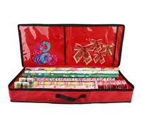 Dysetcs Bolsa de almacenamiento de papel de regalo de Navidad para envolver debajo de la cama, organizador de bolsas con bolsillos, contenedor de regalo organizador para papel de regalo de 30
