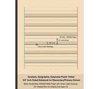Dyslexia, Dysgraphia, Dyspraxia Peach Tinted 3/4” Inch Ruled Notebook for Elementary/Primary School: Blank Handwriting 100GSM Paper with 10mm Letter Spacing, 3/8" Shaded Row for Helping Kids Ages 4-8