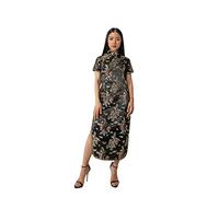 Dysmad Costumizate! Kimono o Qipao Color Negro con Manga Corta. Vestido Oriental para Mujer. (FR/ES, Letras, Talla única, Regular, Regular, XL, Negro)