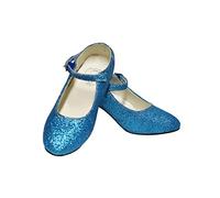 Dysmad Costumizate! Zapatos de Baile Flamenco con Diferentes Tallas Desde niña a Mujer. Color Azul Turquesa con Purpurina Talla 27