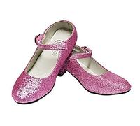 Dysmad Costumizate! Zapatos de Baile Flamenco con Diferentes Tallas Desde niña a Mujer. Color Rosa con Purpurina Talla 32