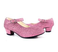Dysmad Costumizate! Zapatos de Baile Flamenco con Diferentes Tallas Desde niña a Mujer. Color Rosa con Purpurina Talla 25