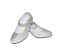 Dysmad Costumizate! Zapatos de Baile Flamenco con Diferentes Tallas Desde niña a Mujer. Plata Purpurina Talla 31